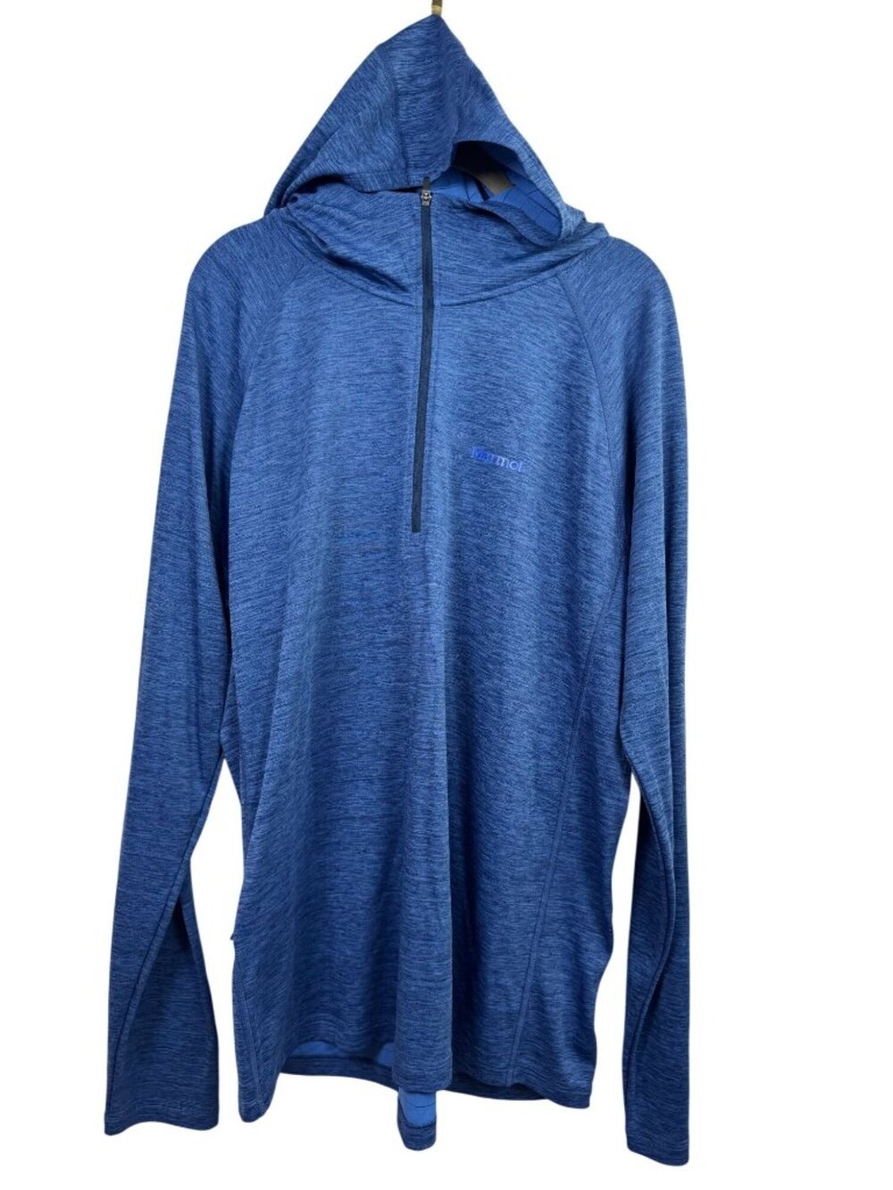 Marmot Mens Blue Lightweight Pullover Hoodie Quarter Zip Men Size XL Performance